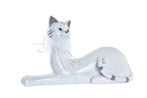 FIGURA RESINA 23X8X14 GATO BRILLANTE BLANCO FD195840