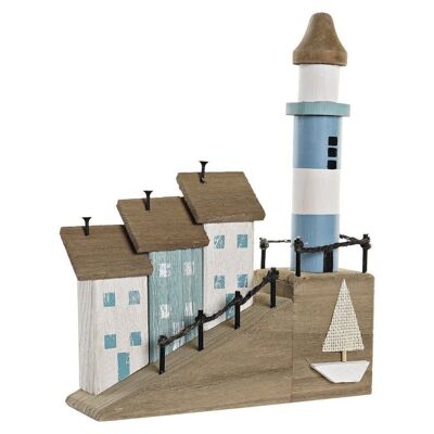 DECORATION MDF 24X8X30 BLUE LIGHTHOUSE LM197210