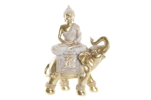 FIGURA RESINA 17X8,5X23,5 BUDA ELEFANTE DORADO FD203279