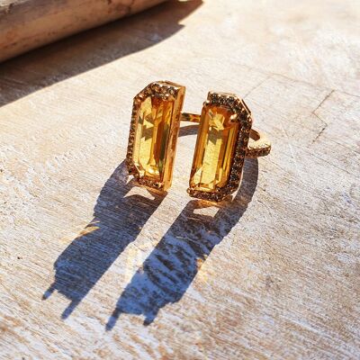 Donne Adjustalbe Nature Stone Rings Gold Zircone Stone Fashion Jewelry Piatto d'oro Nuovo