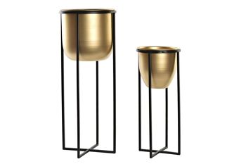 JARDINIÈRE SET 2 MÉTAL 20X20X50,5 DORÉ MC196464 1