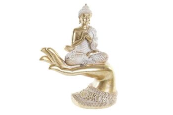 FIGURINE RÉSINE 18X9X22 MAIN DE BOUDDHA DORÉ FD203280 1