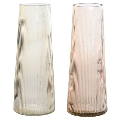 VASE VERRE 11X11X28 2 ASSORTIS. JR206267