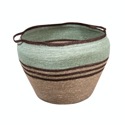 CELADON HAND BRAIDED SEAGRASS BASKET 40X40CM CHOBIE