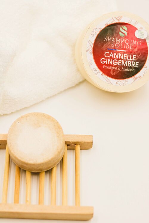 Shampoing solide BIO  Cannelle Gingembre, fortifiant et stimulant SANS PACKAGING