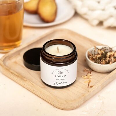 Bougie parfumée jasmin, cire naturelle – 3 tailles au choix