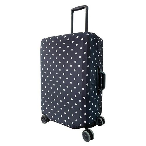 Periea ElasticatedLuggage Cover - Black with White Polka Dots 4 Sizes