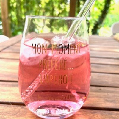 Cocktailglas mit Strohhalm „Mein Lieblingsmoment... der Aperitif!“
