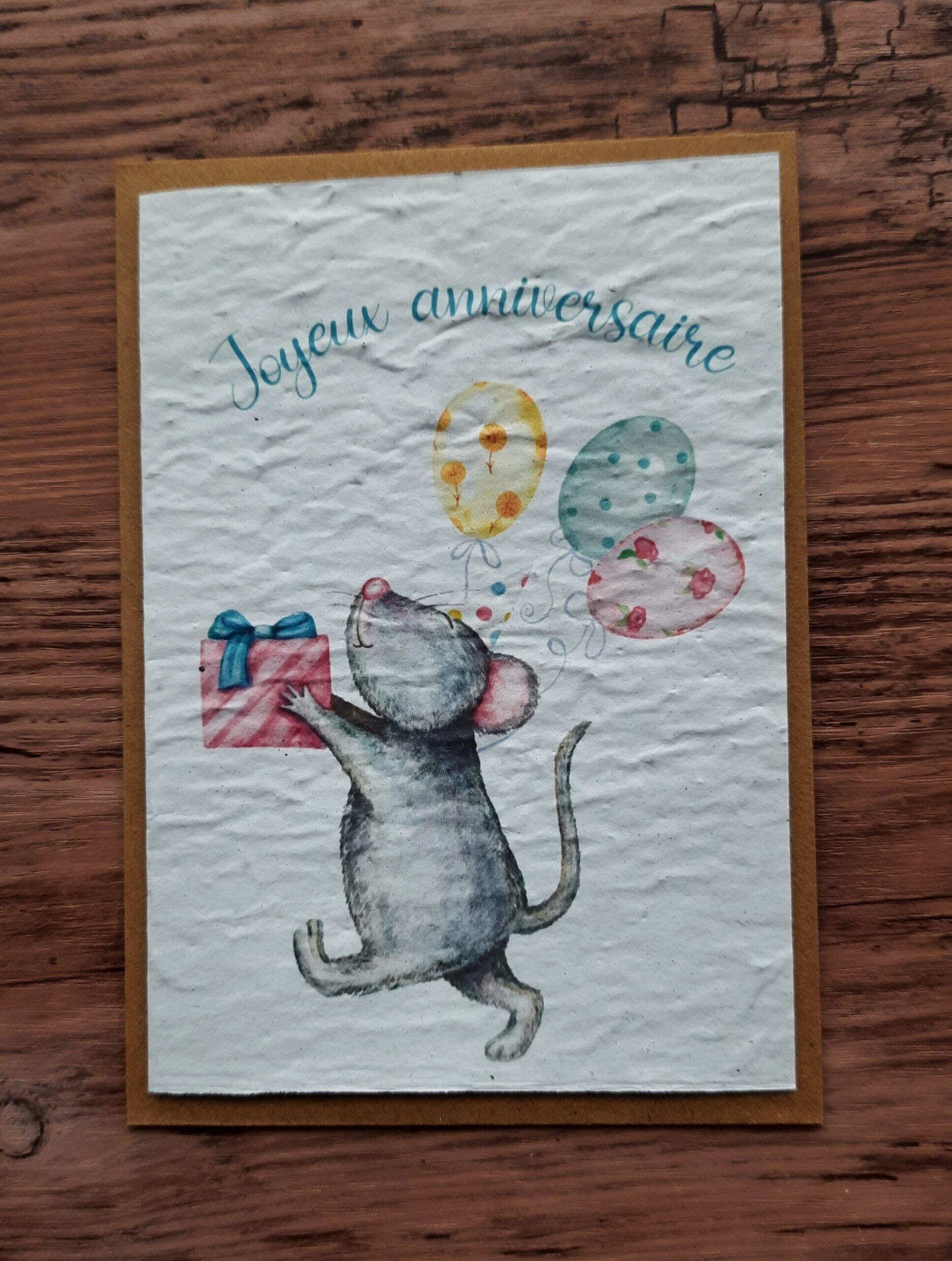 Biglietto piantabile – Buon compleanno (topo)