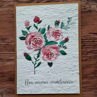 Carte à planter – Nos sincères condoléances (roses)