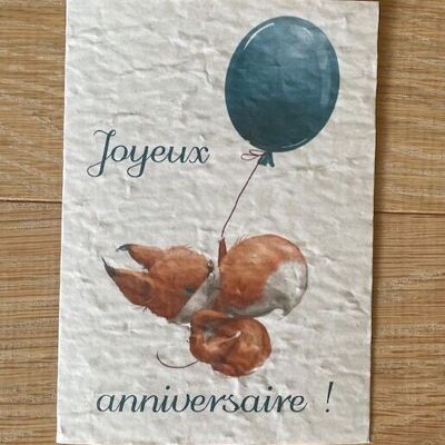 Carte à planter – Joyeux anniversaire petit renard