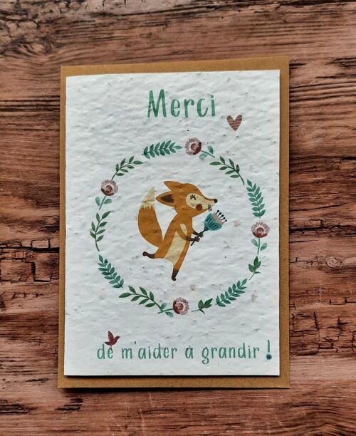 Carte à planter – Merci de m’aider à grandir (renard)