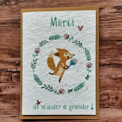 Carte à planter – Merci de m’aider à grandir (renard)