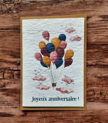 Carte à planter – Joyeux anniversaire (montgolfière) 1