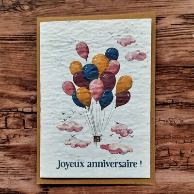 Carte à planter – Joyeux anniversaire (montgolfière)