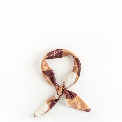Multiway Headscarf in Brown Argyle Print
