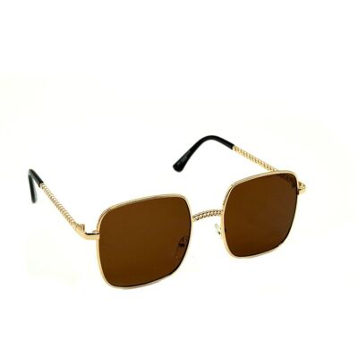 Oversized Square Sunglasses in Gold and Brown