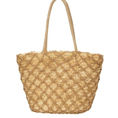 Straw Woven Beach Bag in Natural