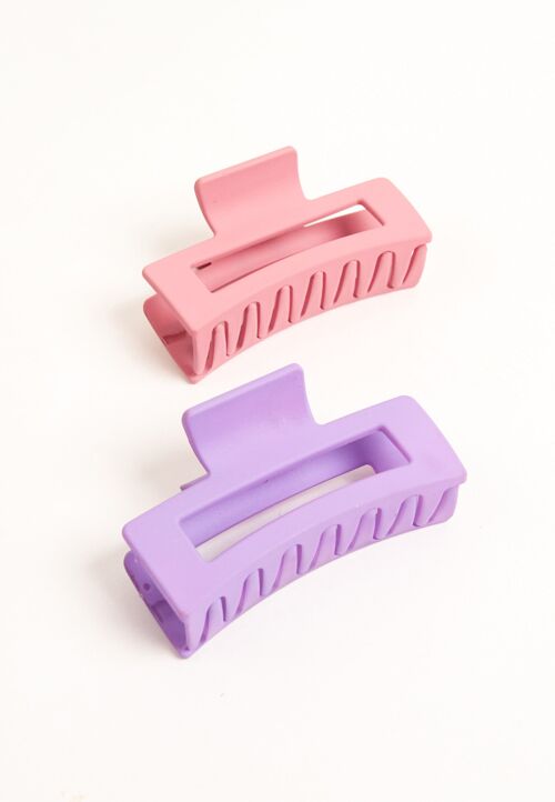 Square Hair Clip Multipack in Lilac and Pink