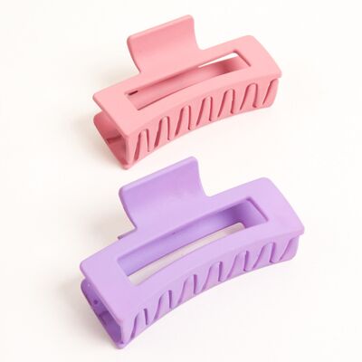 Multipack de pinzas para el pelo cuadradas en lila y rosa