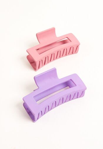 Multipack de pinces à cheveux carrées en lilas et rose 1