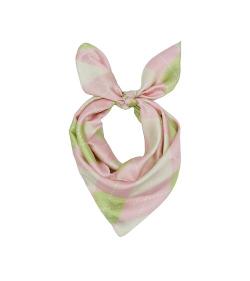 Multiway Headscarf in Pink and Green Argyle Print