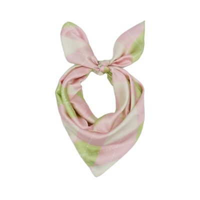 Foulard Multiway à Imprimé Argyle Rose et Vert