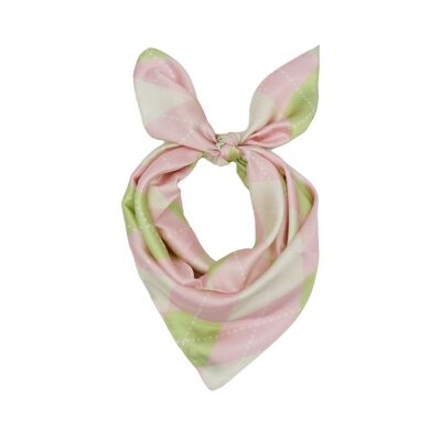 Multiway Headscarf in Pink and Green Argyle Print