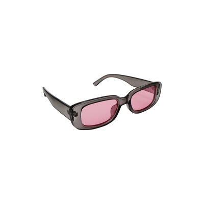 Rectangular Sunglasses in Black with Pink Tinted Lens