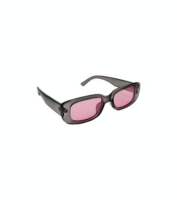 Lunettes de soleil rectangulaires noires avec verres teintés roses 5