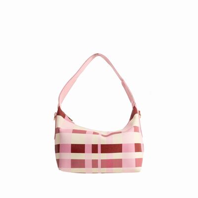 Slouchy Check Shoulder Bag in Pink