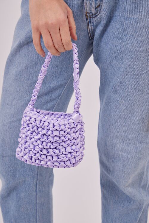 Woven Satin Mini Bag in Lilac