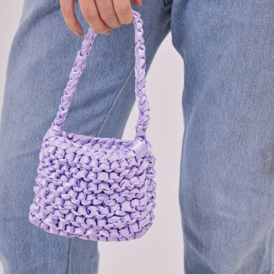 Mini sac en satin tissé en lilas
