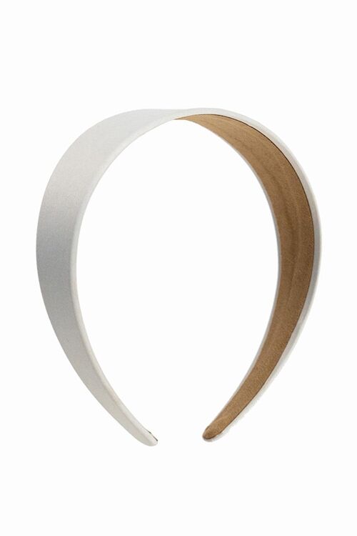 Wide Satin Headband in White
