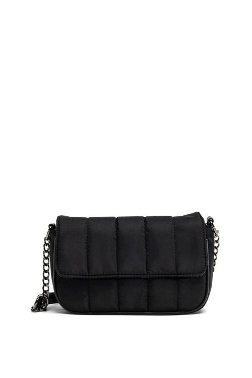 Quilted Nylon Padded Crossbody in Black