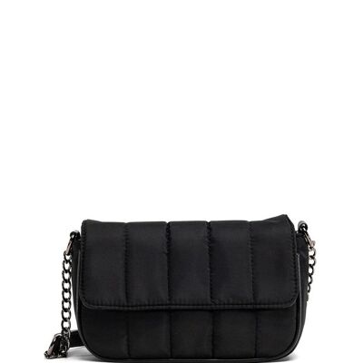 Quilted Nylon Padded Crossbody in Black