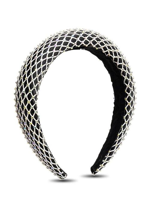 Mesh Rhinestone Headband in Black and white