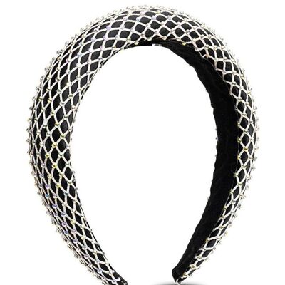 Mesh-Strass-Stirnband in Schwarz und Weiß