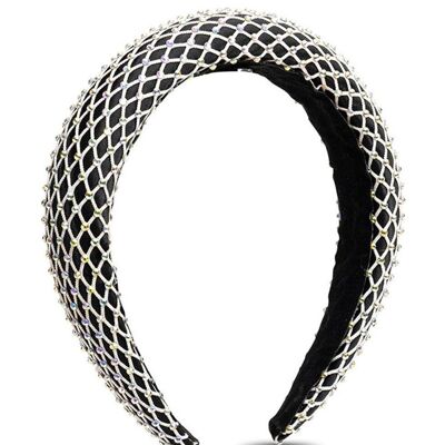 Bandeau en maille strass en noir et blanc