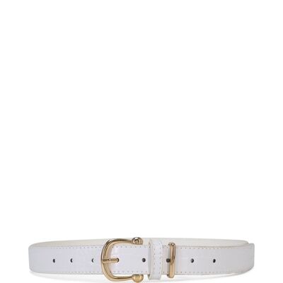 Minimal Croc Belt in White