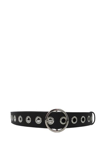 Ceinture à œillets à boucle circulaire en noir et argent 3