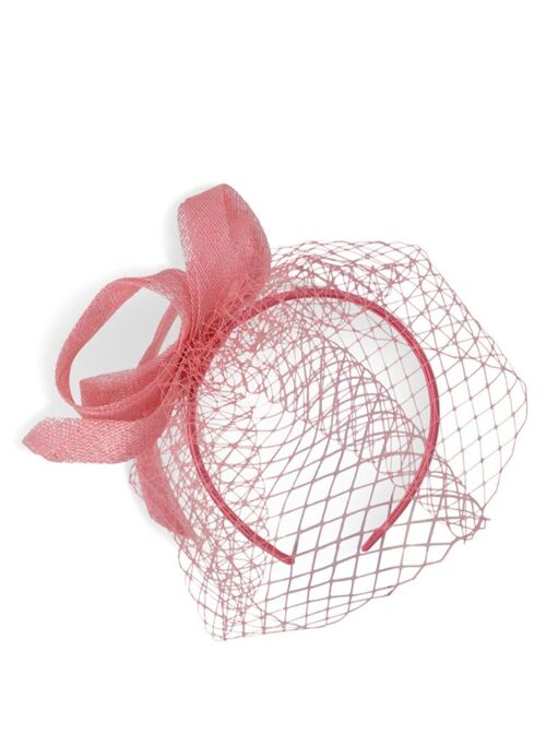 Swirl Sinamay fascinator with Mesh in Pink