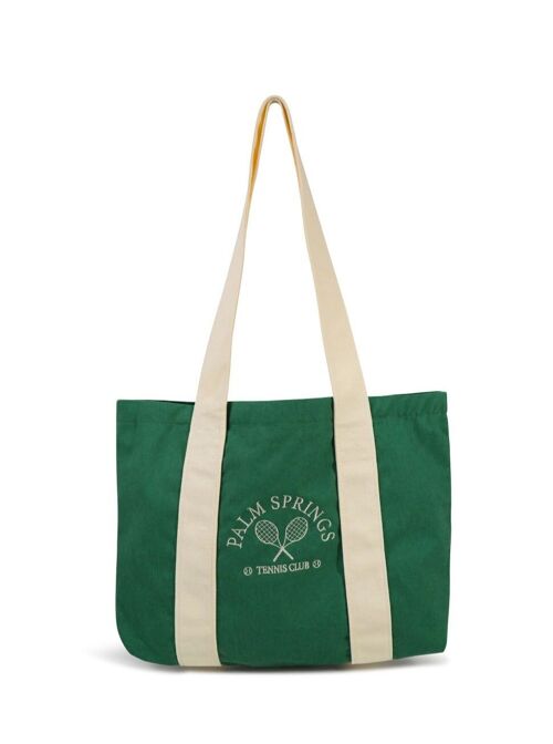 Palm Springs Oversized Tote Bag in Green and Off White