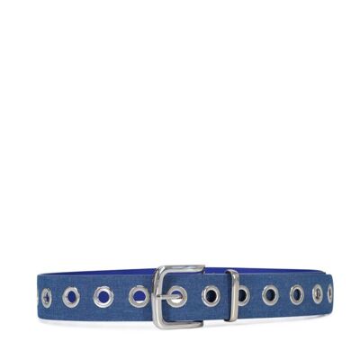 Denim Eyelet Belt in Blue