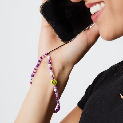 Smiley Phone Charm in Purple
