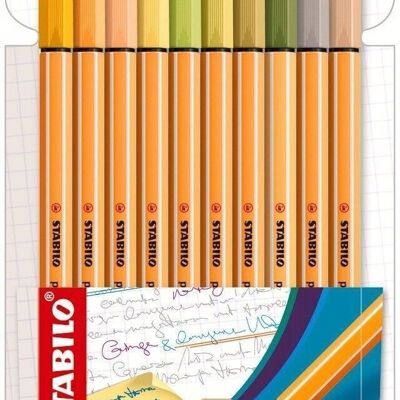 Felt-tip pens - Cardboard case x 10 STABILO point 88 - "Soft Colors"