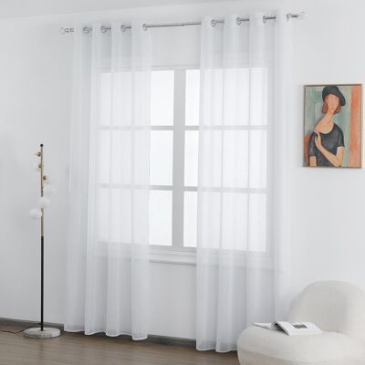 Linen effect curtain white with silver thread weave