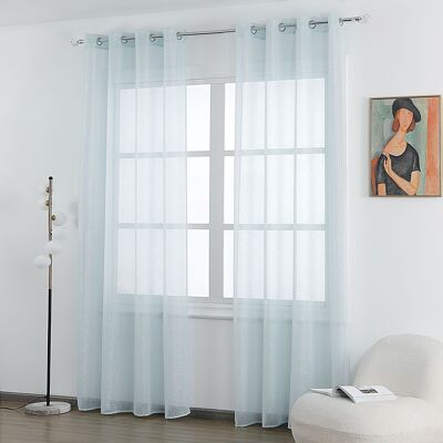Linen effect curtain light blue with silver thread weave