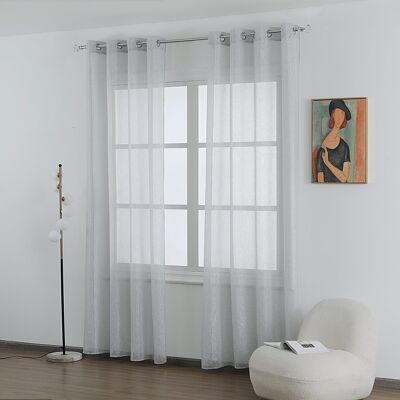 Linen effect curtain light gray with silver thread weave