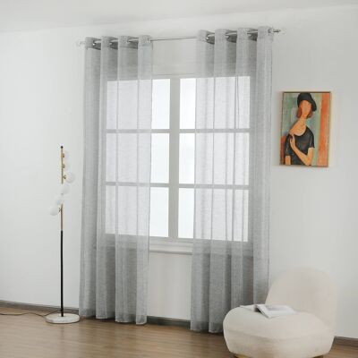 Linen effect curtain dark gray with silver thread weave